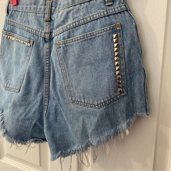 Vintage Anchor Blue Denim Jean Shorts with custom studs - Picture 6 of 9